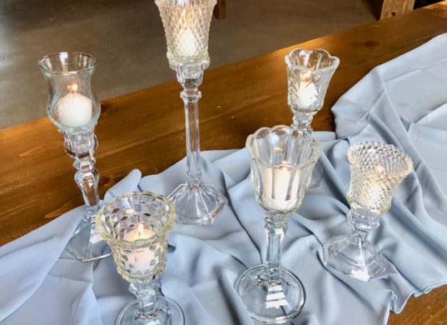 Crystal Candle Sticks and Clear votive Cups