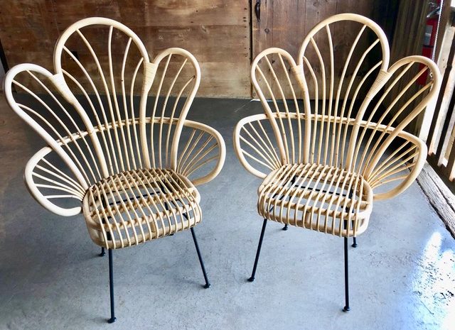 Rattan Sweetheart Chairs